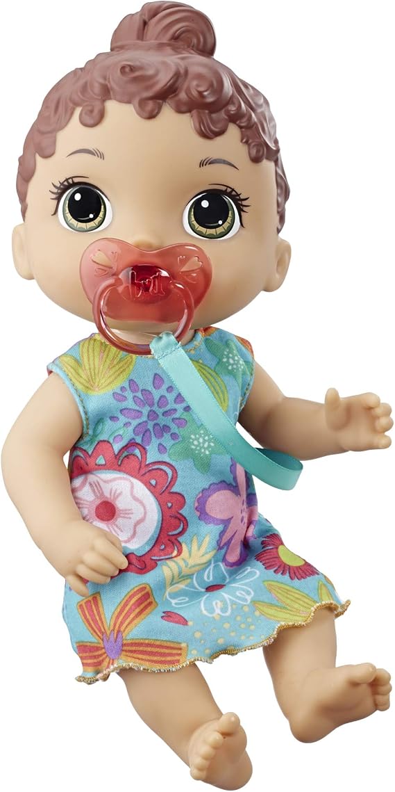Baby Alive Baby Lil Sounds: Interactive Brown-Haired Baby Doll for Girls and Boys Aged 3 and Up, Makes 10 Sound Effects, including Giggles, Cries, Baby Doll with Dummy