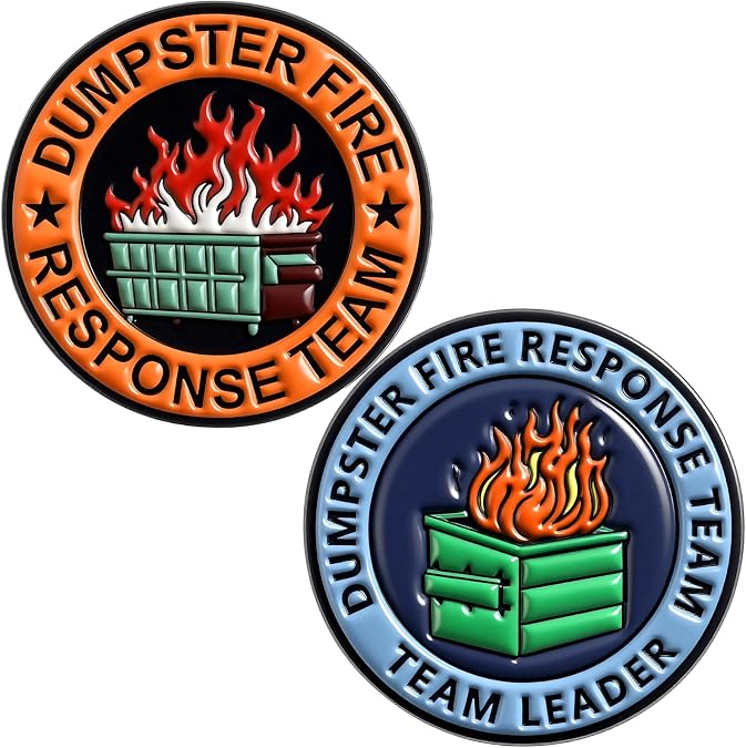 PLwelth 2Pcs Dumpster Fire Enamel Pins Set Funny Brooch Pins for Hats Jackets Backpacks Decor Office Birthday Gifts