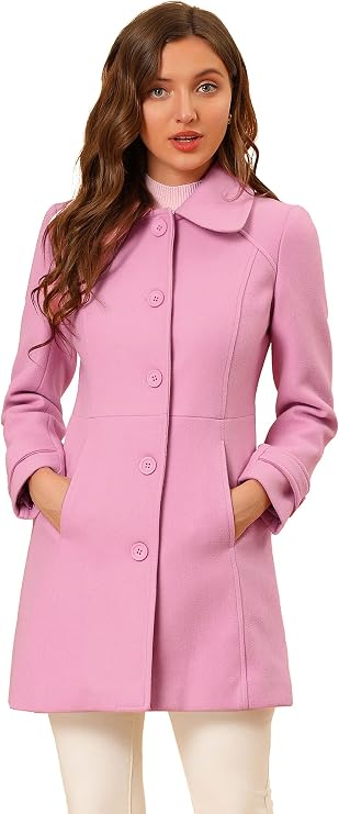 Allegra K Womens Elegant Peter Pan Collar Overcoat Winter Dressy Long Coat