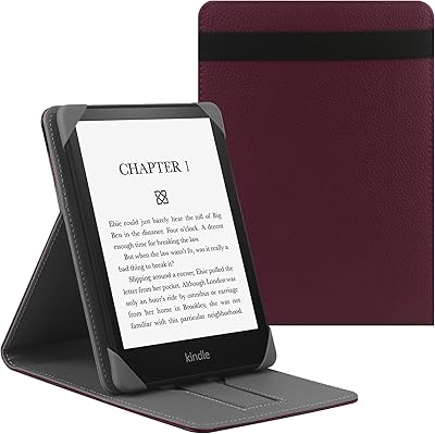Universal Case for 6,6.8,7 Kindle PaperwhiteColorsoft 2024-2019 Compatible 6-6.8 Kobo Clara HDKobo Clara 2E Leather Stand Cover for 6-6.8 PocketbookTolinoSony eReader,Purple