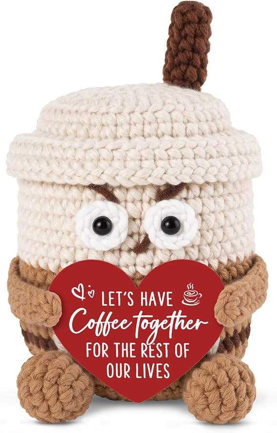 Anniversary Birthday Gifts for Him Her-Handmade Crochet Coffee Mug