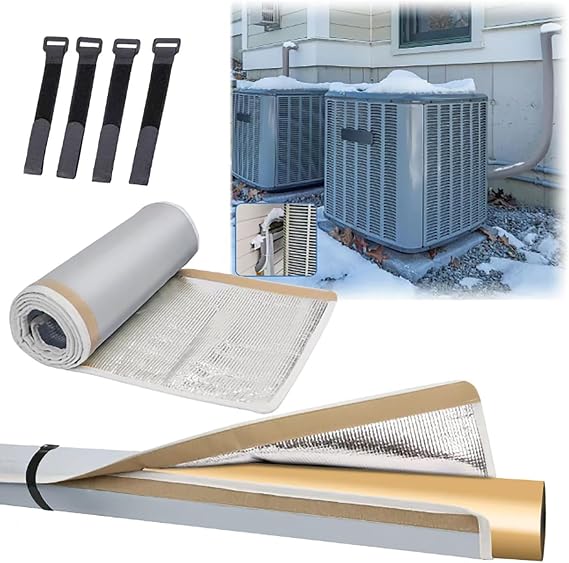 3 Layers HVAC Copper Pipe Insulation Cover, 78.7x11.8 inch 600D Oxford Air Conditioner Line Insulation, AC Pipe Insulation Wrap for Outside, Features 4 Adjustable Nylon Straps (Light Gray)