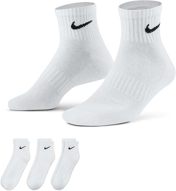 Nike SX7667-100SP19 Everyday Cushion Ankle Socks, Set of 3, White