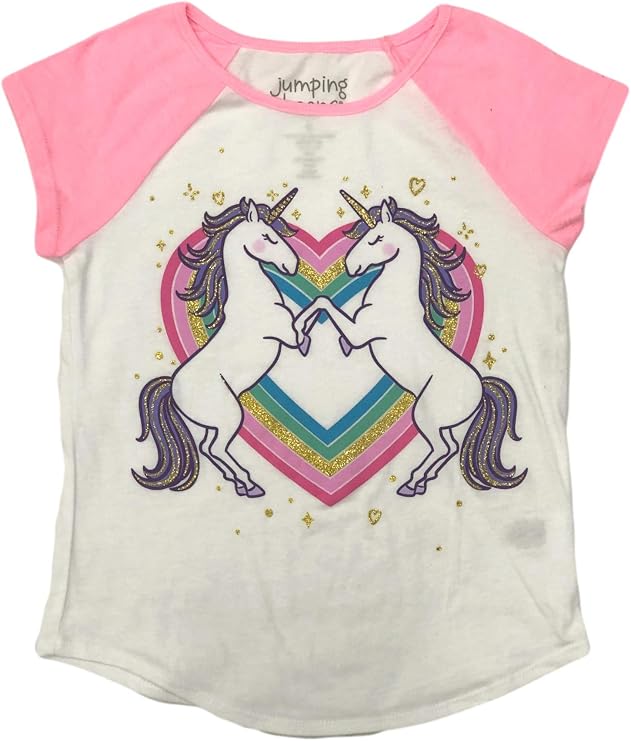 Jumping Beans Girls Short Sleeve Pink Sparkle Unicorn T-Shirt Tee Shirt