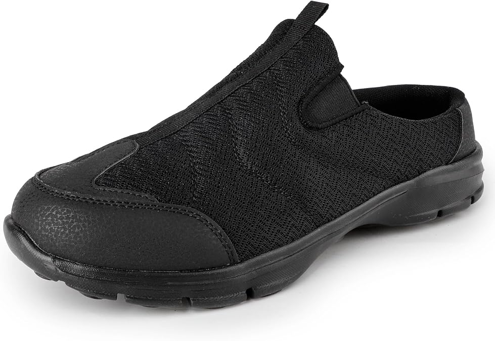 TIESTRA Slip-On Mules for Men | Lightweight Breathable Walking Shoes | Easy On/Off Open Back Sneakers & House Slippers | Comfortable Closed-Toe Indoor/Outdoor Casual Shoes