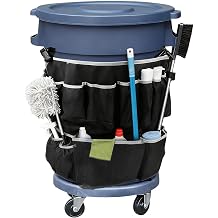 Storage Caddy for Trash Bags, Multi-Pocket Organizer, 1680D Fabric Heavy-Duty Cleaning Caddy, fits 32-55 gal Trash Can