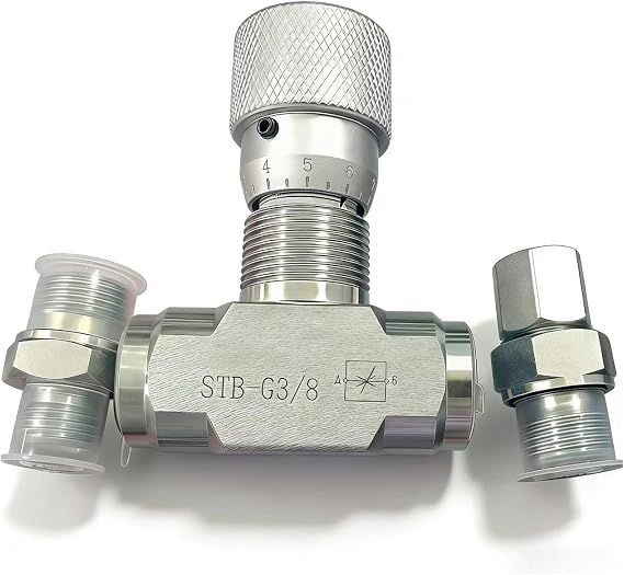 Hydraulic Adjustable Flow Control Two-Way Valve, 2 Pcs NPT Male Thread Pipe Adapters, Compatible with Mini Excavator Hydraulic Cylinders, 40MPa(Type-STB-G3/8)