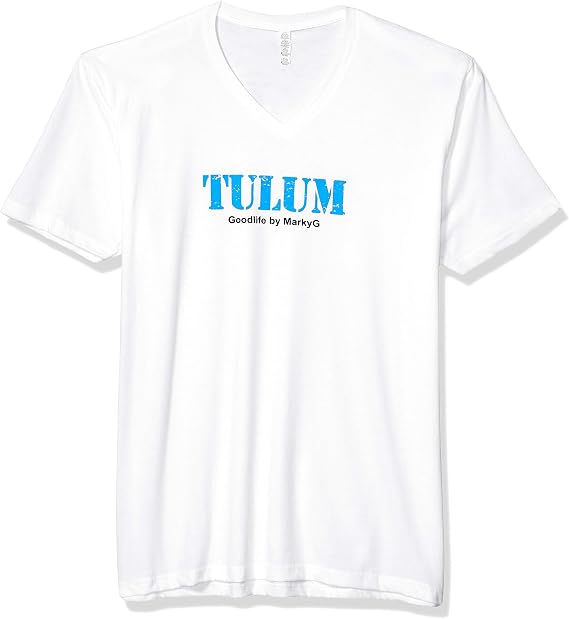 Tulum Graphic Printed Premium Tops Fitted Sueded Short Sleeve V-Neck T-Shirt