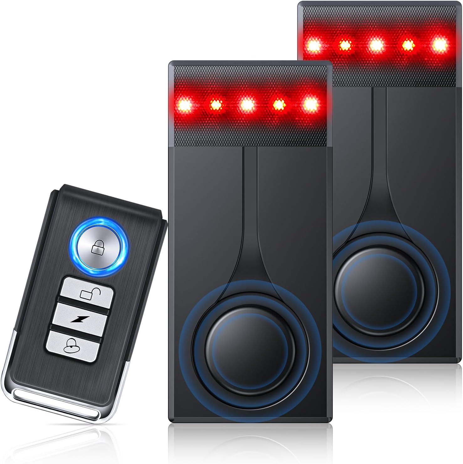 108dB Car Alarm System, Car Anti-Theft Vibration Sensor Alarm & Red Light, Wireless Remote Anti Theft Vehicle Device with Magnetic Install Design for RV, SUV, Truck