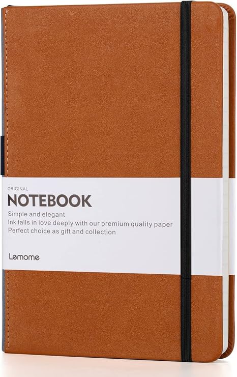 Lemome Thick Classic Notebook with Pen Loop A5 College Ruled Hardcover Writing Notebook with Pocket + Page Dividers Gifts, Banded, Large, 180 Pages, 8.4 x 5.7 in | Hardcover Ruled Journal, Pen Loop, for Work School Notes, Premium Thick Paper, Bound Classic Design, Durable Writing Notebook