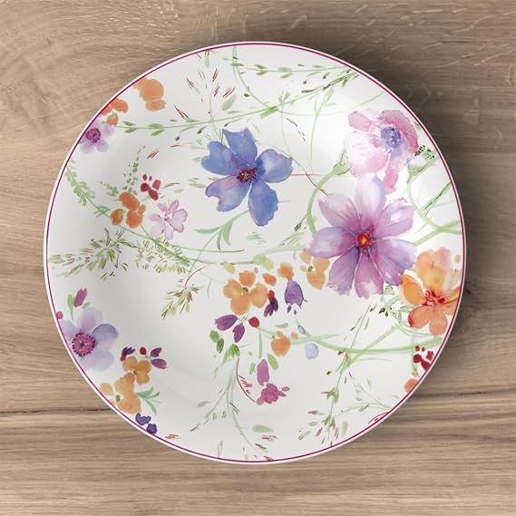 Villeroy & Boch - Mariefleur Basic Breakfast Plates, Set of 6, 21 cm, Premium Porcelain, White/Multi-Coloured, 10-4100-2640-6