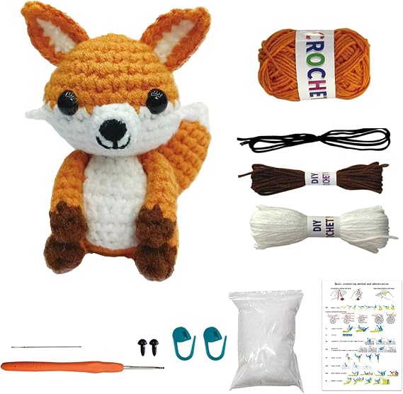 Putentfun Complete Crochet Kit for Beginners,Beginner Animal Crochet Kit,Knitting kit with Easy Colorful Yarn with Step-by-Step Video Tutorials,Ideal Creative DIY Gift for Adult Kids