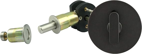 INOX Barn Door Privacy Lock with Round Rose, Graphite Black ADA Turn Lock, 2-1/4" Backset
