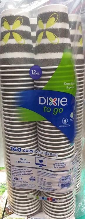 Dixie PerfecTouch Insulated Paper Cups, 12 oz, Coffee Haze, 160 Count