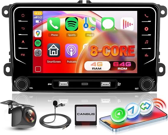 4G+64G 5GWiFi Android 15 Car Stereo for VW Golf 5 Polo Skoda Seat