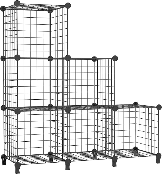 AWTATOS Wire Cube Storage, Closet Organizer, 6 Cube Storage Shelf, Black | Metal Cube Storage Shelves Bookshelf, Portable Closet Clothes Organizer, Wire Shelving for Bedroom, Home, Office