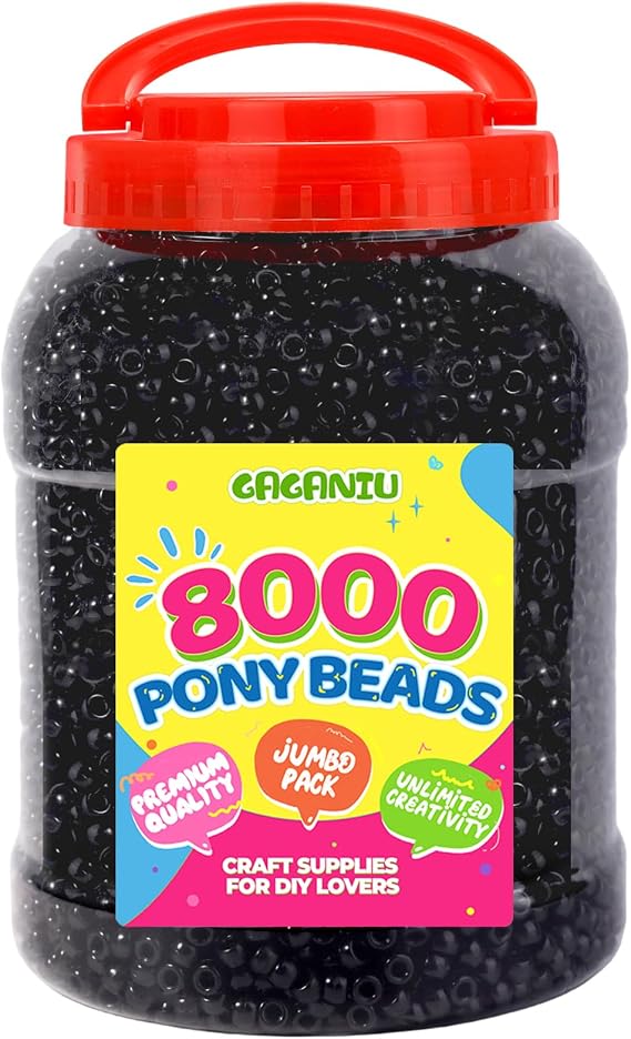 8050+ pcs Black Pony Beads Bulk Kandi Bead for Crafts Bracelet Making