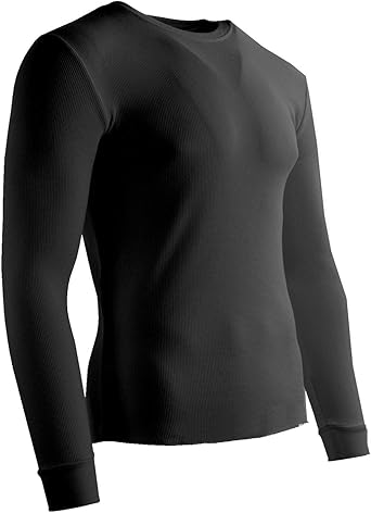 Mens Thermal Waffle Knit Long Sleeve Shirt, Soft Midweight Cotton Blend Casual Fit Top