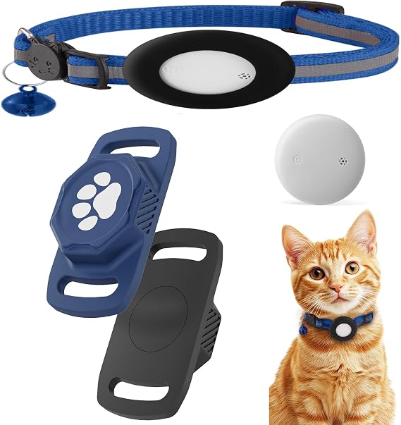 Cat Tracker with Collar Breakaway - Tracking Pet Collar with Finder Tag