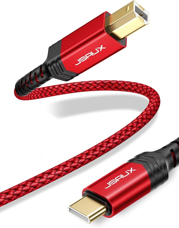 JSAUX USB B to USB C Cable 3ft, Printer Cable USB C for MIDI Keyboard