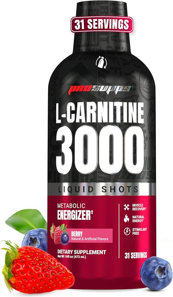 ProSupps L-Carnitine Liquid 3000, Stimulant-Free Liquid Shots, Berry