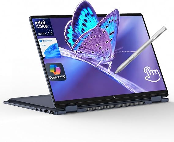 HP OmniBook X Flip 14 2-in-1 Laptop, Laptop Touchscreen 14" WUXGA IPS, Intel 8-core Ultra 5 226V, Intel Arc 130V GPU, 16GB RAM 512GB SSD, Thunderbolt 4, Windows 11 Home with Stylus Pen