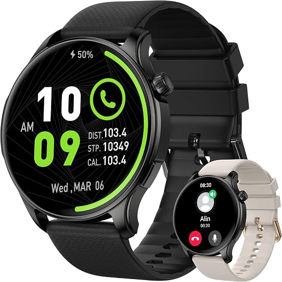 Smart Watch for Men Women Fitness: Waterproof Make/Answer Call Smart Watches for Men Digital Mens watches Run Smartwatch Android Phones iPhone Samsung Compatible Heart Rate Monitor Step Tracker Black
