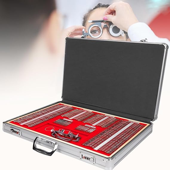 266 PCS Optical Trial Lens Set Optometry Kit Metal Rim Aluminium Case Kit Set with Optometry Test Trial Frame - Essential Optometry Tools for Precise Vision Testing