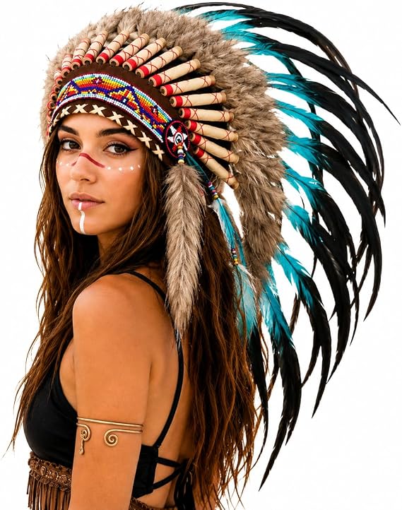 Feather Headdress Short Festival Costume Headpiece for Party Photoshoot