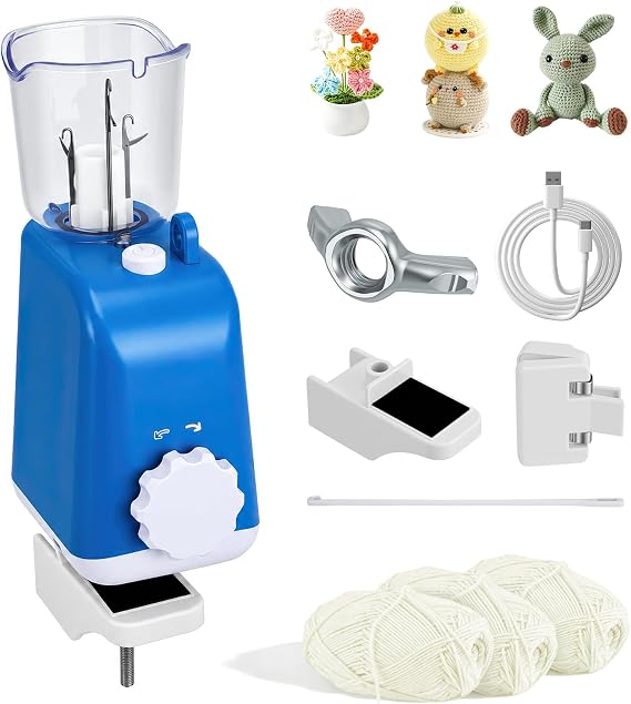 Normodic French Knitting Machine, Electric i Cord Knitter Machine with 3 x Yarn(Random Colors), Automatic Manual Maker with Powerful 3-Speed Adjustable for DIY Crochet Machine for Adults&Kids