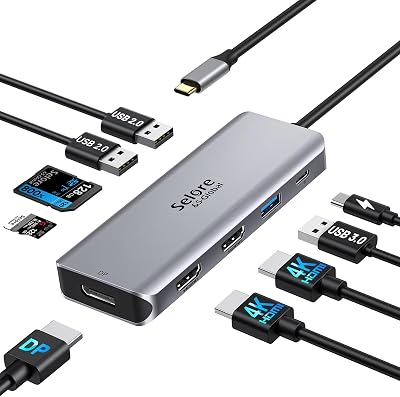 USB C Docking Station Dual Monitor, 9 in 1 Triple Display Docking Station to Dual HDMI Adapter Displayport SD TF Card Reader 2USB 2.0, 1 USB 3.0, 100W PD for USB C Thunderbolt 34 Laptops