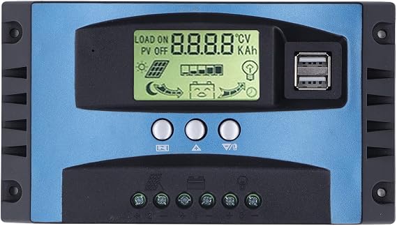 FLEXMAN MPPT Solar Charger Controller, 12V 24V Dual USB 3 Phase Charging Protective Solar Panel Battery Regulator with LCD Display (50A)