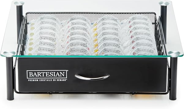 Bartesian Cocktail Capsule Storage Drawer Organizer - Stylish Mixology Cocktails Drink Mixer Holder Dispenser - Home Bar Accessories for Cocktail Maker Machine - Holds Up to 36 Bartesian Capsules