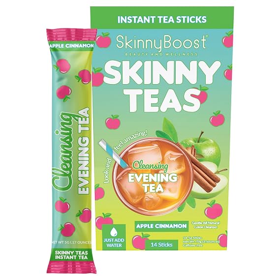 Skinny Teas Instant Tea Sticks Cleansing Evening Tea 14 Ct