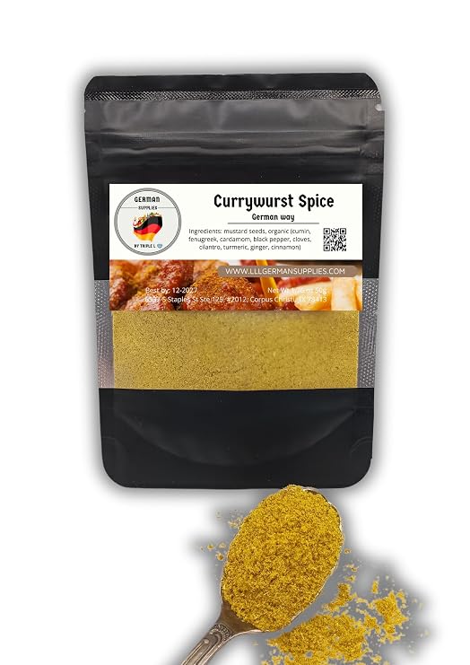 50g (1.76) Currywurst Seasoning - Mild German Curry Powder - Traditional Curry Recipe - for Sausages and More