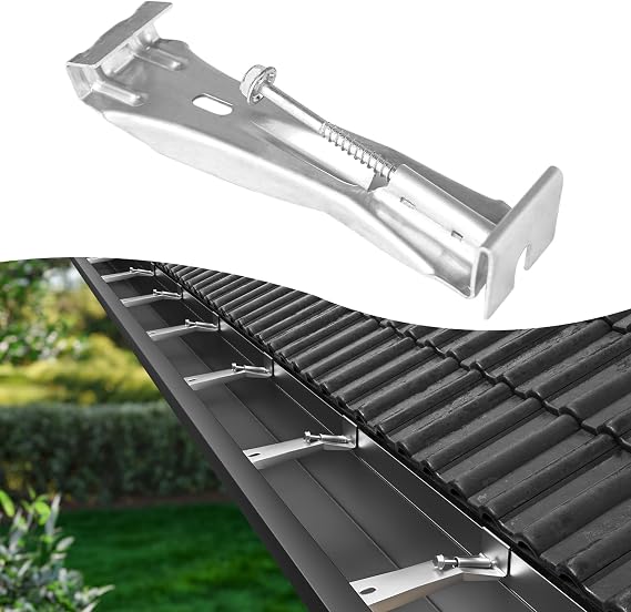 Benfar 25Pack 5 Inch Gutter Hangers with Pre-Inserted Screw Hidden K-Style Aluminum Gutter Brackets Heavy Duty Rain Hangers Rust Resistant for Repairing Sagging BR05