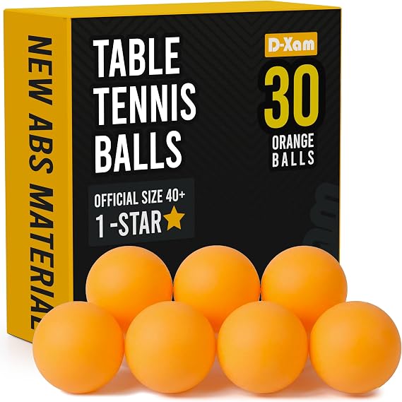 D-Xam Ping Pong Balls Orange or White ABS 1 Star 40mm Official Size High Bounce Professional 50, 30 or 15 Pack Table Tennis Ball for Training & Practice - Durable High Performance
