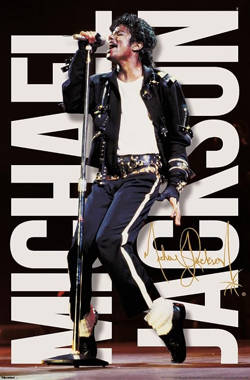 Michael Jackson - Performance Mic Wall Poster, 22.4L" x 14.7W", Premium Unframed Version