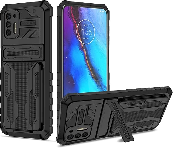 Case for Moto G Stylus 2021 Case, Motorola G Stylus 2021 XT2115 Case with Wallet Cover Detachable Card Holder, Built-in Kickstand Protective Phone Cover for Motorola Moto G Stylus 2021 4G Black