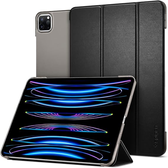 Spigen iPad Pro 11" (2022 / 2021) ile Uyumlu Kılıf Smart Fold Stand özellikli Vegan Deri Siyah Kapak - ACS02887 (Spigen TR Garantili)