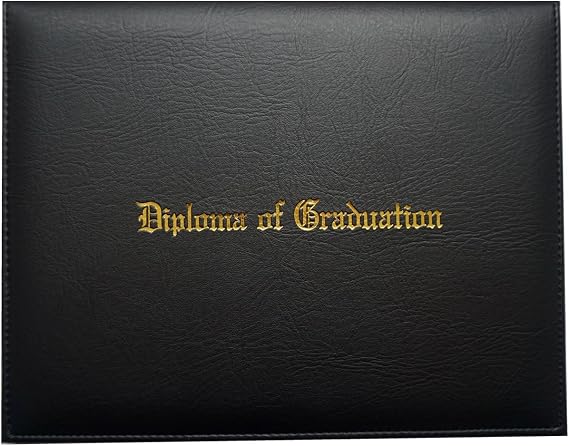 Grad Days Certificate Cover Imprinted Diploma Of Graduation Faux-leather Diploma Holder 8.5" x 11" (Black)