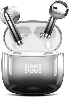 Wireless Earbuds, Bluetooth Headphones 48H Playtime Ear Buds with LED Power Display, IPX7 Waterproof Bluetooth 5.4 Earphones in-Ear Earbuds with 4 Mic for Android iOS Cell Phone Laptop, Black