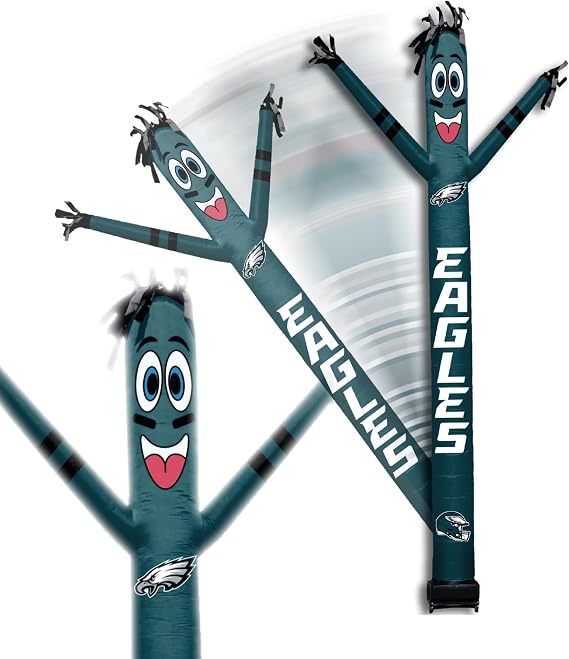 Sporticulture NFL Football Philadelphia Eagles Wacky Waving Inflatable Tube Guy with LED Lights & Built-in Blower Air Wacky Dancers NFL Inflatable Tube Man Crazy Sports Fan Outdoor Party Decoration
