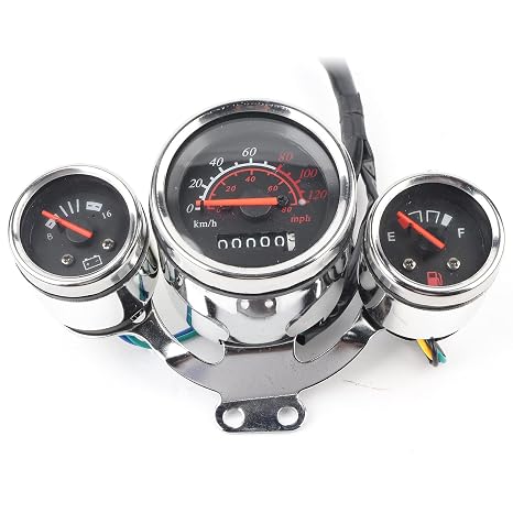 Motorcycle Digital Speedometer, Stainless Steel Universal Tachometer Odometer Meter Gauge Kit with LED Back Light for Most Electric Motorcycle