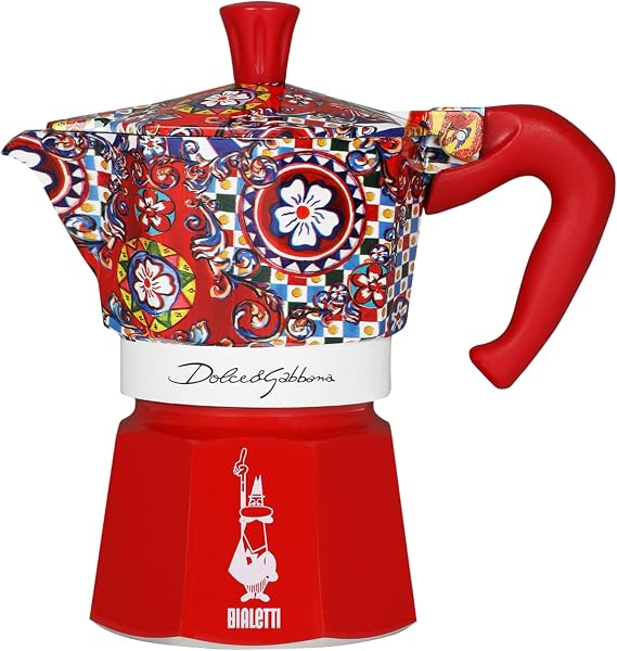Bialetti Dolce & Gabbana Moka Express for 3 Cups, Direct Flame Type Coffeemaker, Espresso Maker, Makinetta