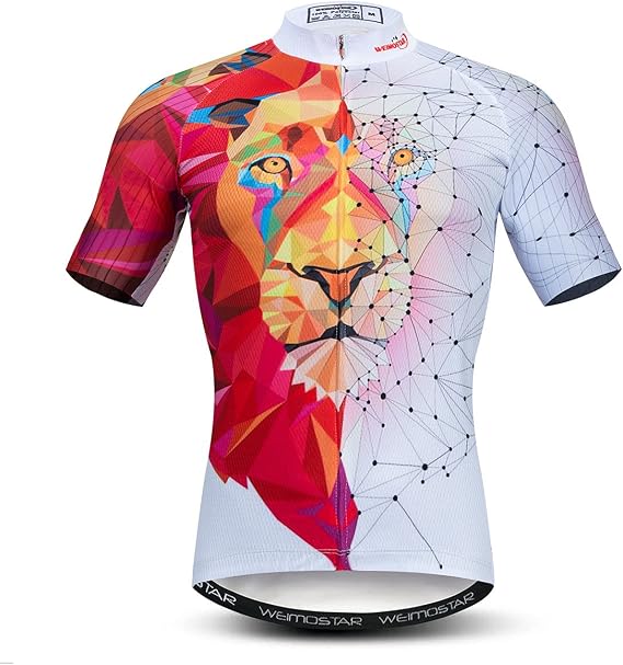3D Men's Cycling Jersey Lion Bike Shirts Short Sleeve Bicycle Jersey Tops