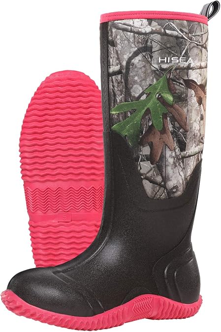 HISEA Women's Rain Boots Waterproof Insulated Neoprene Rubber Mud Boots