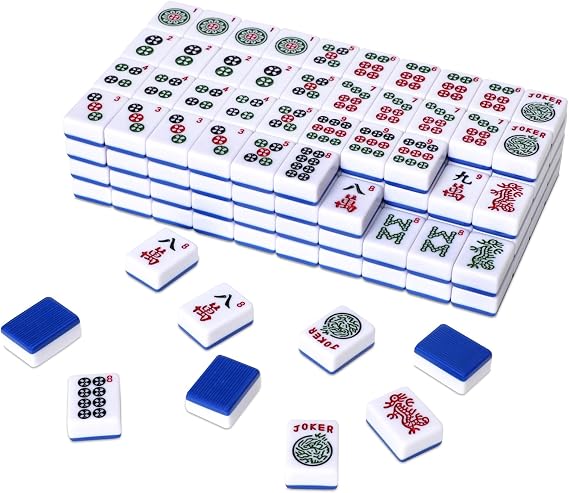TIASUSAN American Mahjong Tile Set with 166 Navy Blue Back Tiles (1.2”, Tiles Only)