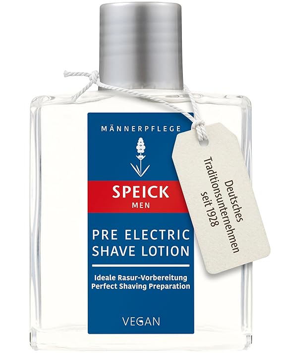 Speick Men Pre Electric Shave Lotion with Relaxing Lavender Oil and a Blend of Essential Oils, Natural Vegan Skin Care, 3.4 Fluid Ounces