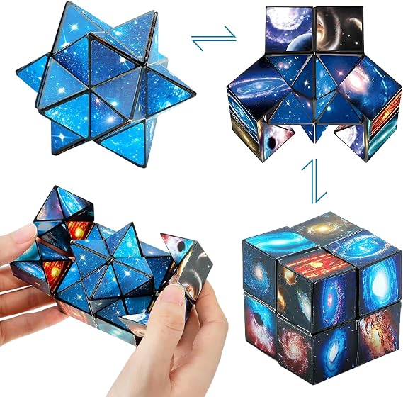 Infinity Cube Toys Magic Star Cube, 2 in 1 3D Cube, Folding Cube, Infinity Cube Puzzle, Magic Cube, 2 in 1 Set, Infinity Cube, Euclidean Cube, Stress Relief, Brain Development, Brain Training